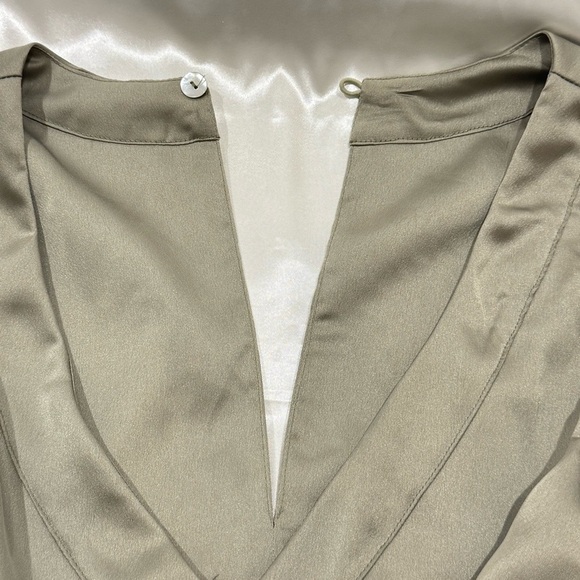 Show Me Your Mumu Say I Do Romper Satin Wrap Ruffle Moss Green Small NWT Bridal - Picture 10 of 13